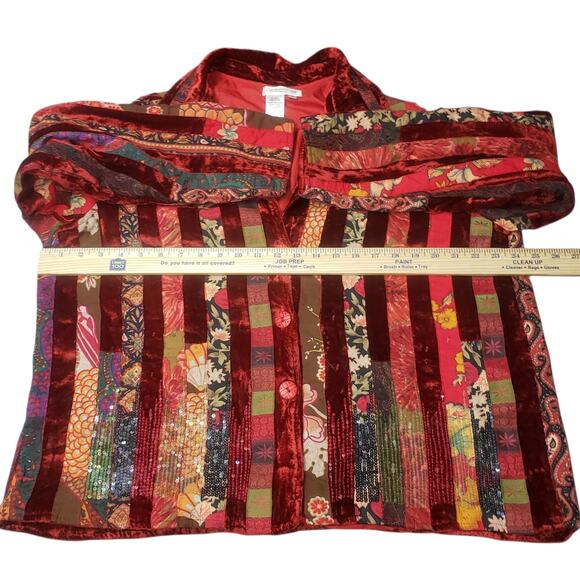 Coldwater Creek Red Paisley Blazer Plus Size 1X Vintage Boho Festival Heritage - Picture 7 of 11